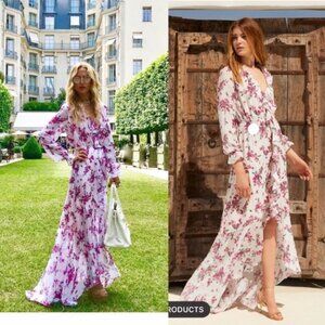 RACHEL ZOE Thea Ruffle-trimmed Floral-print Chiffon Maxi Dress In White